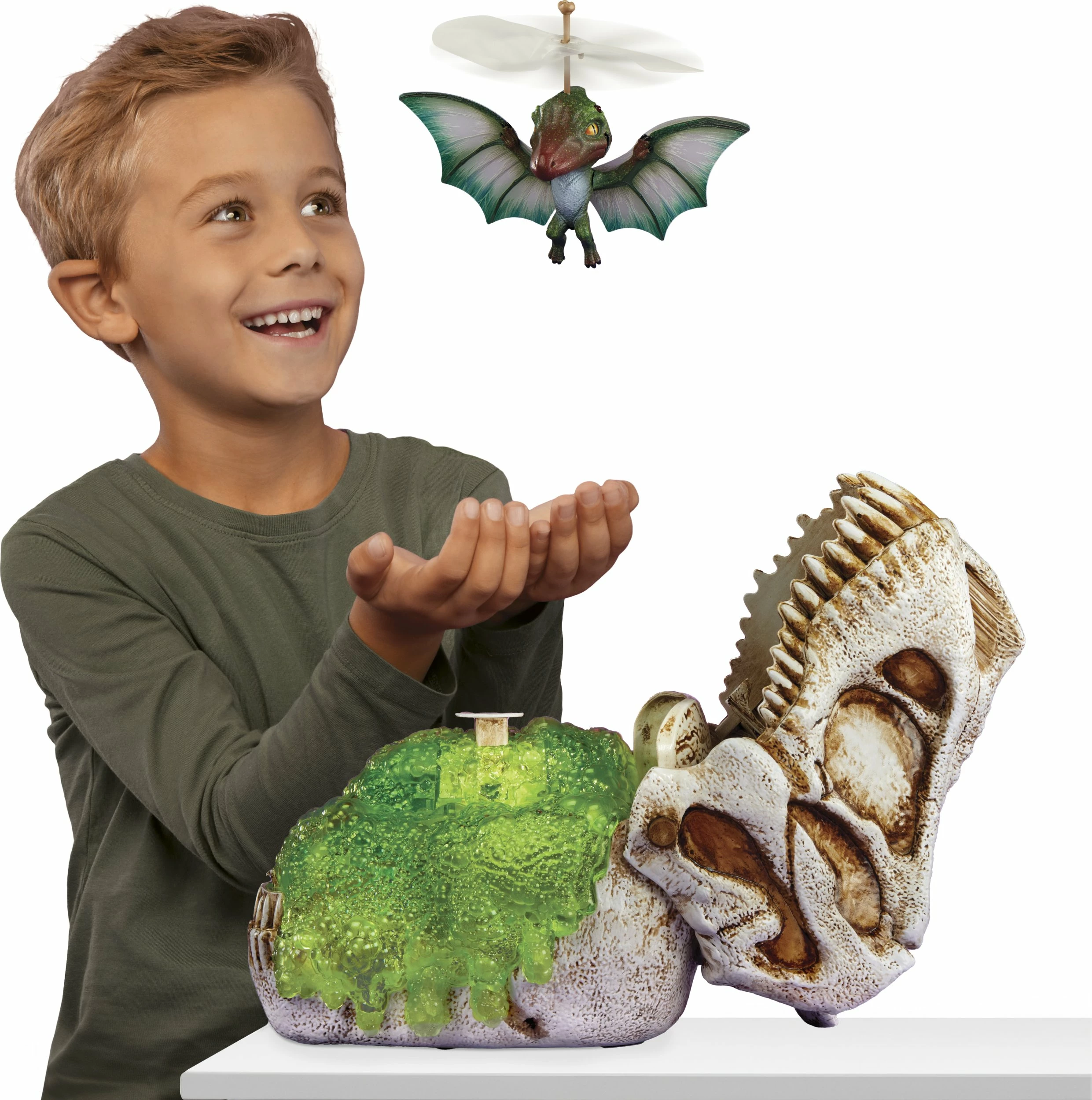 Lodër interaktive dinosaur, MGA Gross-a-Saurus Flying Style 2, me tinguj dhe mini dinosaur fluturues, gri
