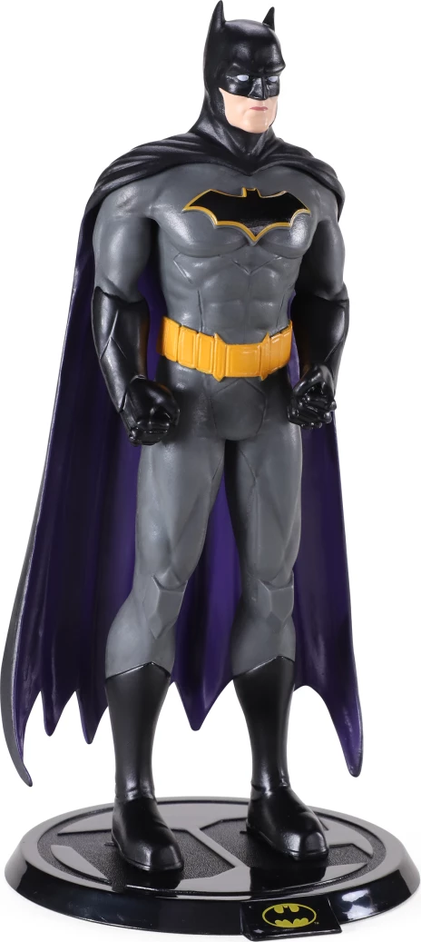 Figurinë fleksibile NOBLE COLLECTION Bendyfig DC Batman (Comic), me bazë ekspozimi, gri/zi