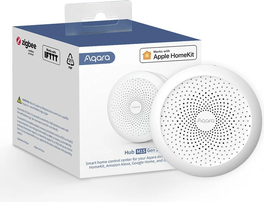 Hub Smart Home Aqara M1S Gen 2, Wi‑Fi 2.4GHz/Zigbee 3.0, RGB dritë nate, i bardhë