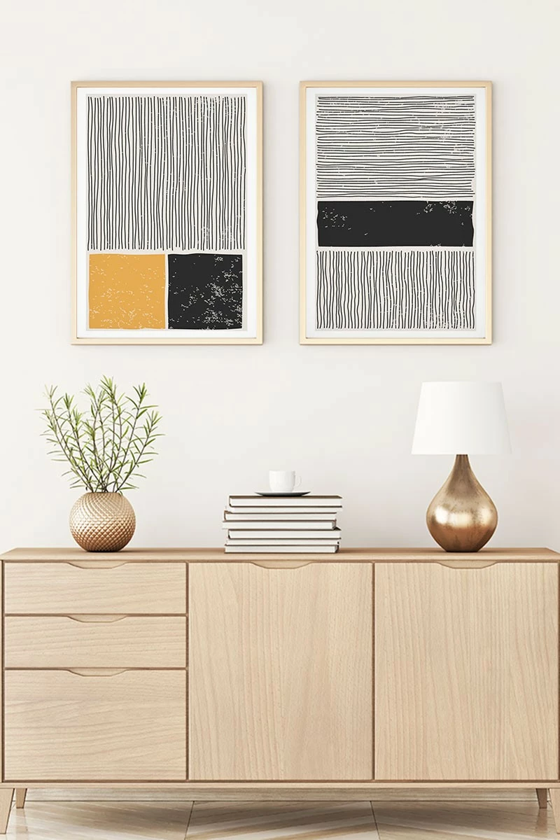 Pikturë dekorative me kornizë, MDF, 2 copë, Wallity, Huhu131, 50x35cm