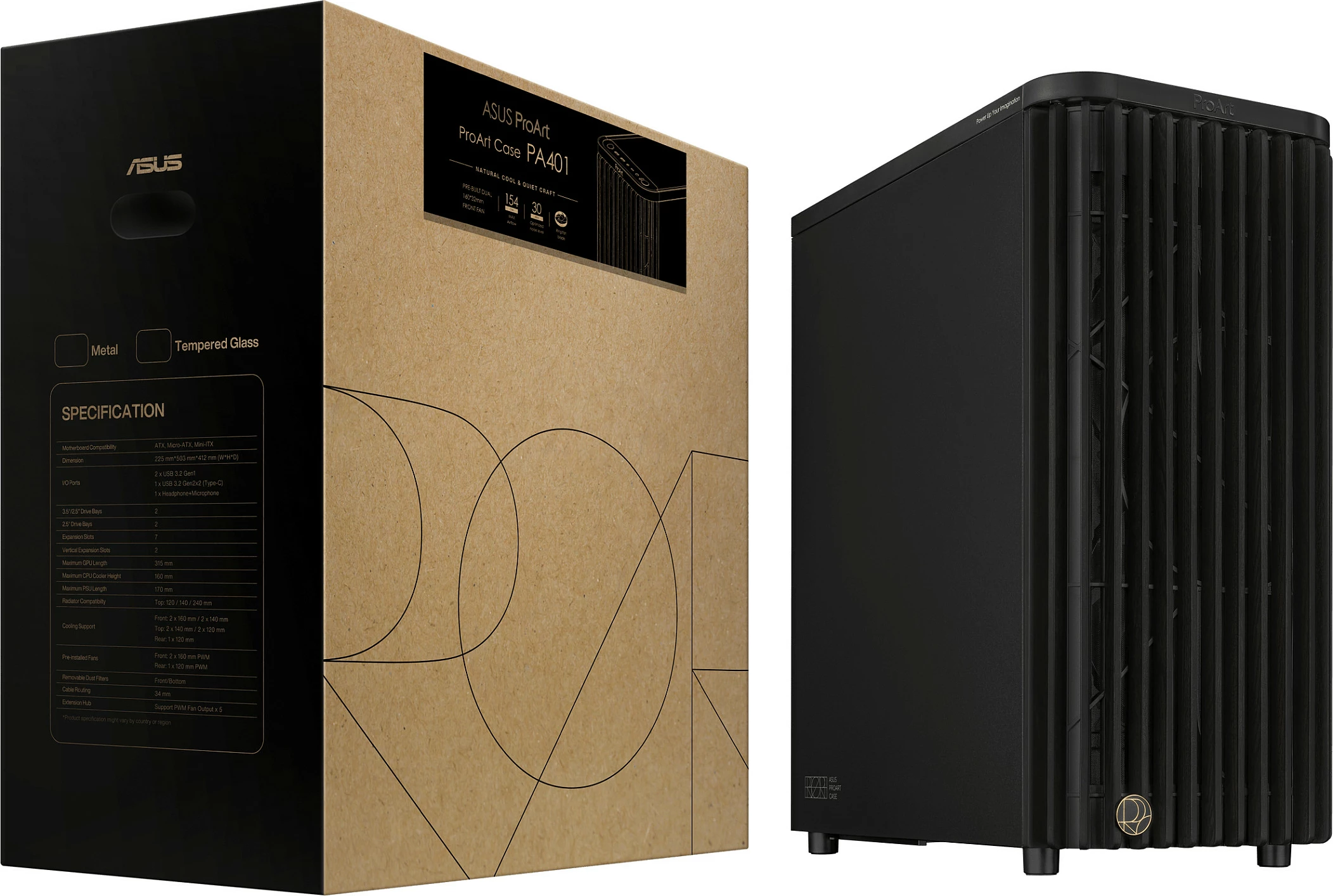 Kasë ASUS ProArt PA401, Tower ATX, PWM, e zezë