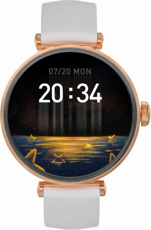 Smartwatch Gravity unisex, rozë e bardhë