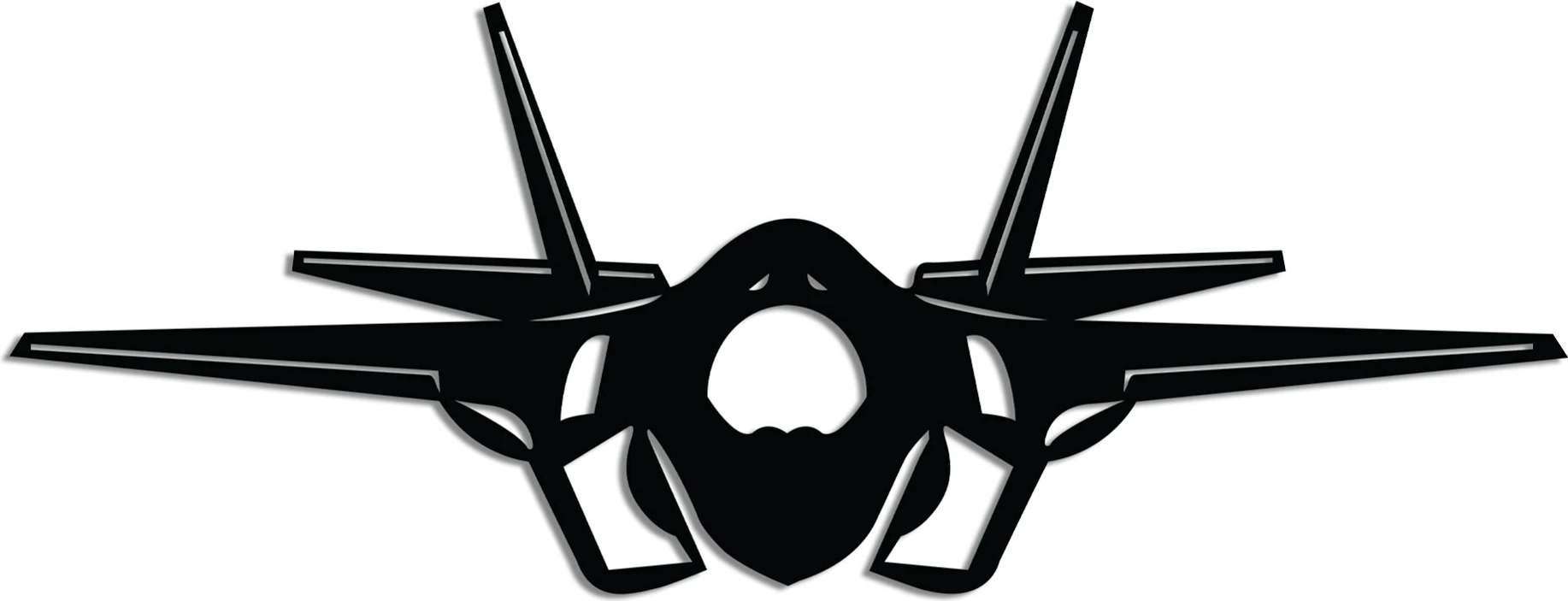 Aksesor dekorativ metalik për mur, formë aeroplani F-35, ngjyrë e zezë