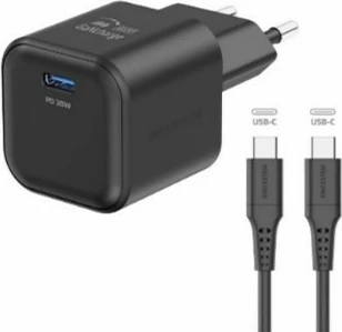 Karikues SWISSTEN GaN 1x USB-C 20W POWER DELIVERY, me kabllo Type-C/Type-C, I zi 