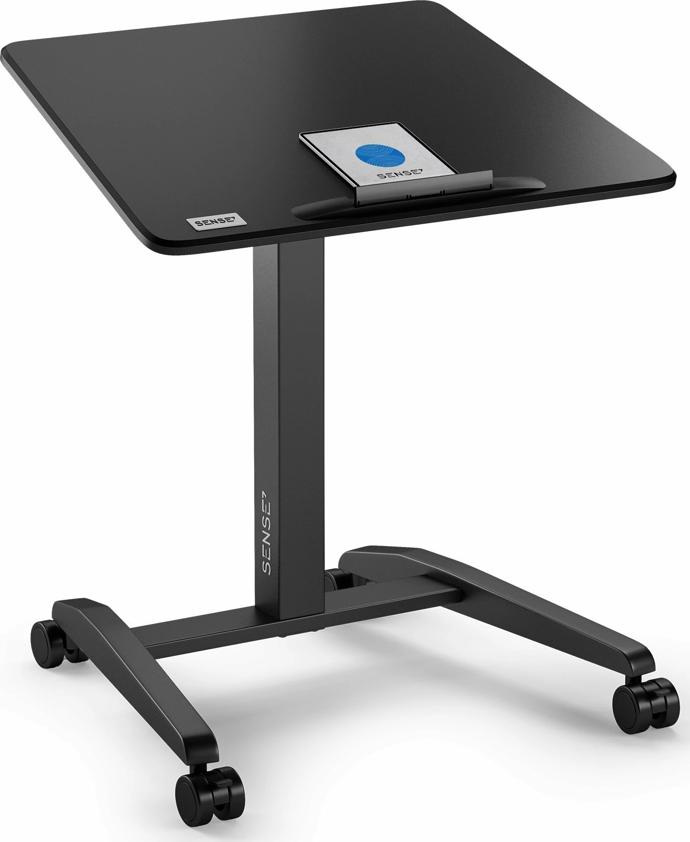 Tavolinë mobile SENSE7 Mobile Desk 70x52 cm, rregullim lartësie 76-111 cm, sipërfaqe e anueshme 0-90°, e zezë