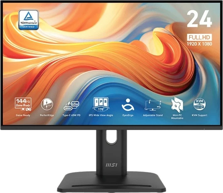 Monitor MSI PRO MP245PHG E14, 23.8", IPS, Full HD, 144Hz, 1ms, USB-C, zi