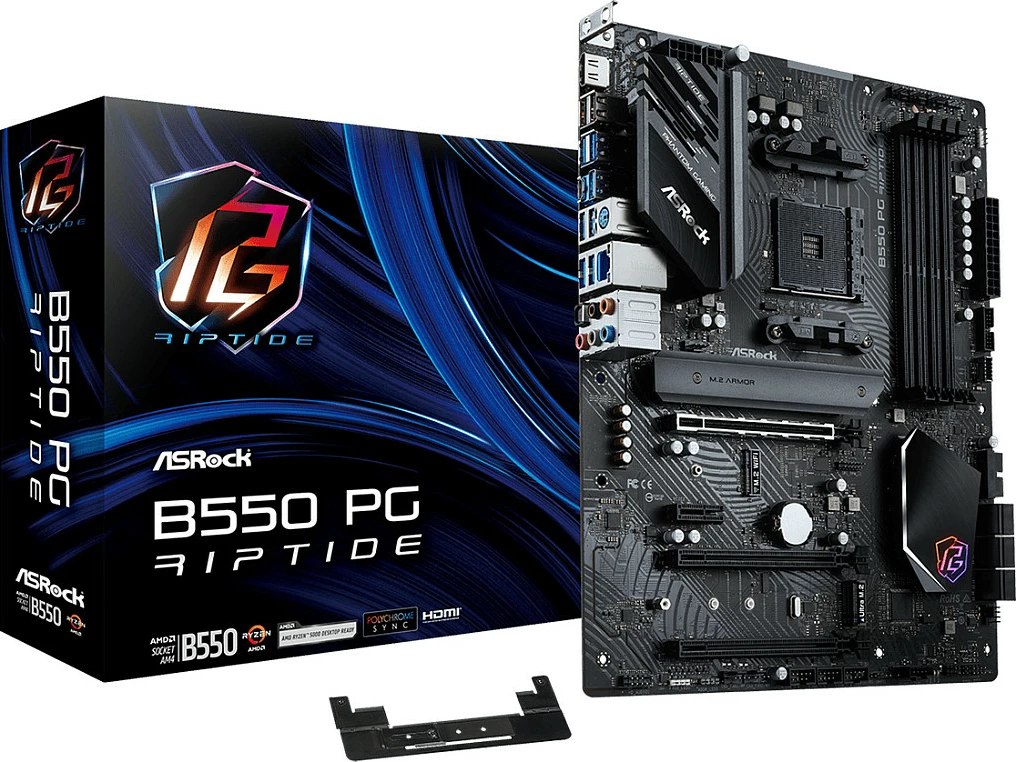 Pllakë amë ASRock B550 PG Riptide, ATX, për Ryzen, 128GB DDR4, Ethernet 2.5G
