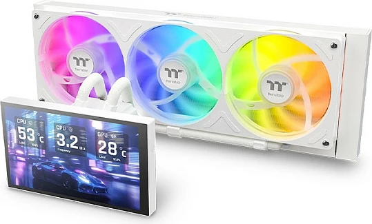 Ftohës lëngshëm AIO për CPU Thermaltake TT ST360 Ultra, 360mm, RGB, ekran 7", i bardhë
