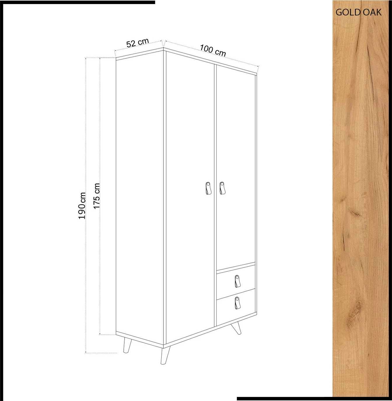 Dollap Hanah Home Musso, ngjyrë lis dhe e bardhë, me dy sirtarë