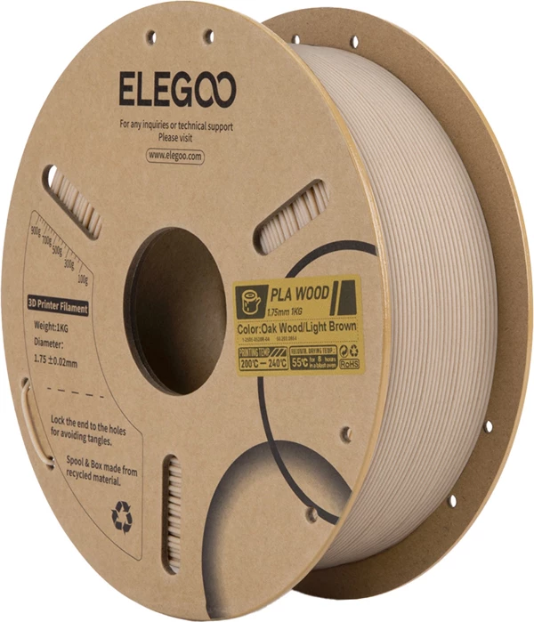 Filament PLA Wood Elegoo 50.203.0652 1.75 mm 1 kg, Lisi i çelët