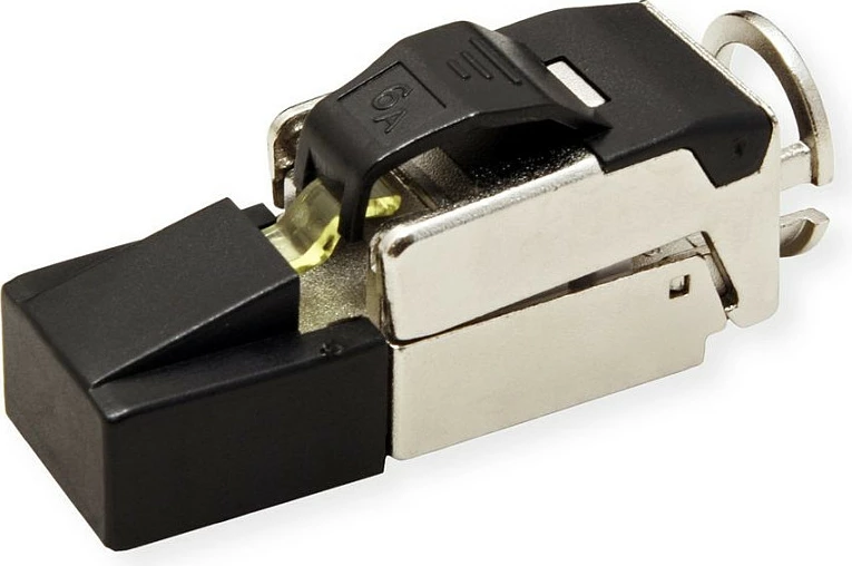 Konektor RJ45 ROLINE 21.17.0323, Cat6a, U/FTP (STP), i drejtë, zi/metalike