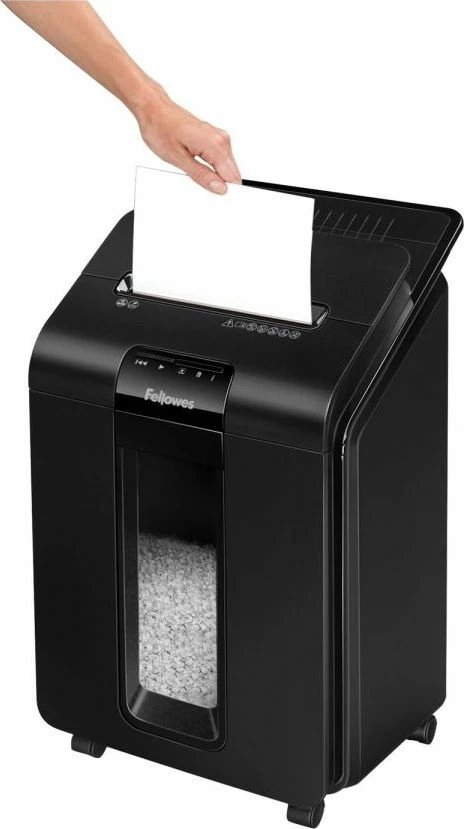 Grirëse dokumentesh Fellowes AutoMax 100M, mikro-prerje 4 x 10 mm, P-4, shportë 23 L, auto feeder 100 fletë, e zezë