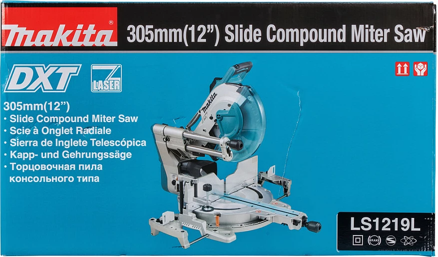 Sharrë këndore rrëshqitëse Makita LS1219L, 1800W, disk 305mm, laser, e kaltër