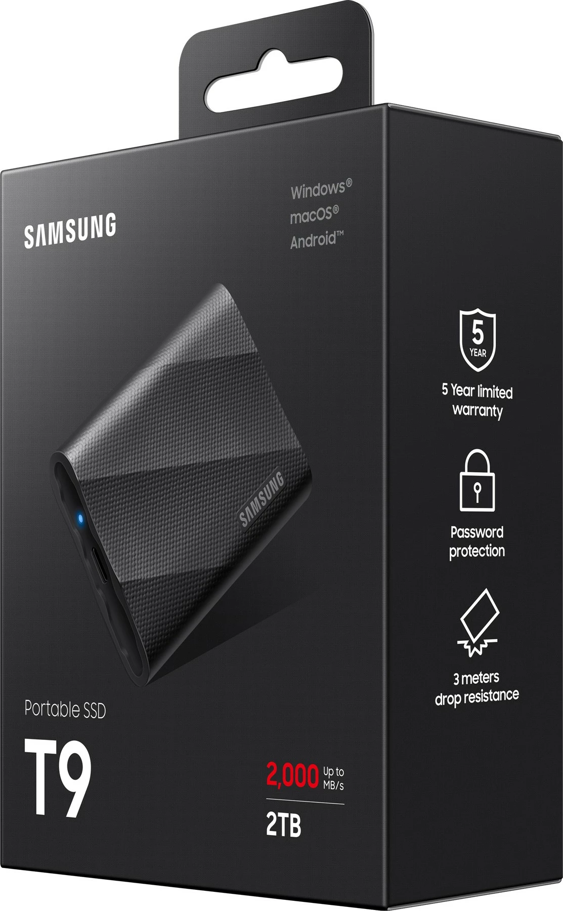 SSD Samsung MU-PG2T0B, 2 TB, USB Type-C, 3.2 Gen 2, e zezë