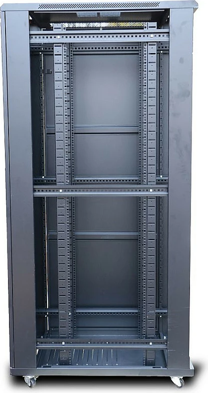 Kabinet rack Extralink 42U 800x800, 19", me derë xhami, me rrota, i zi