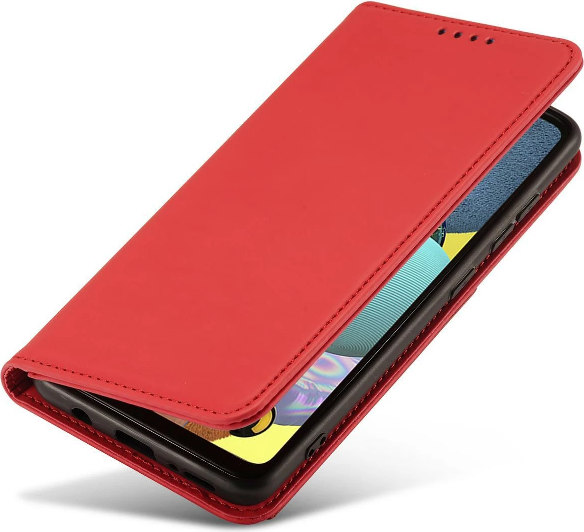Mbështjellës Hurtel Magnet Card Case për Samsung Galaxy A13 5G, me portofol dhe mbajtëse, Kuq