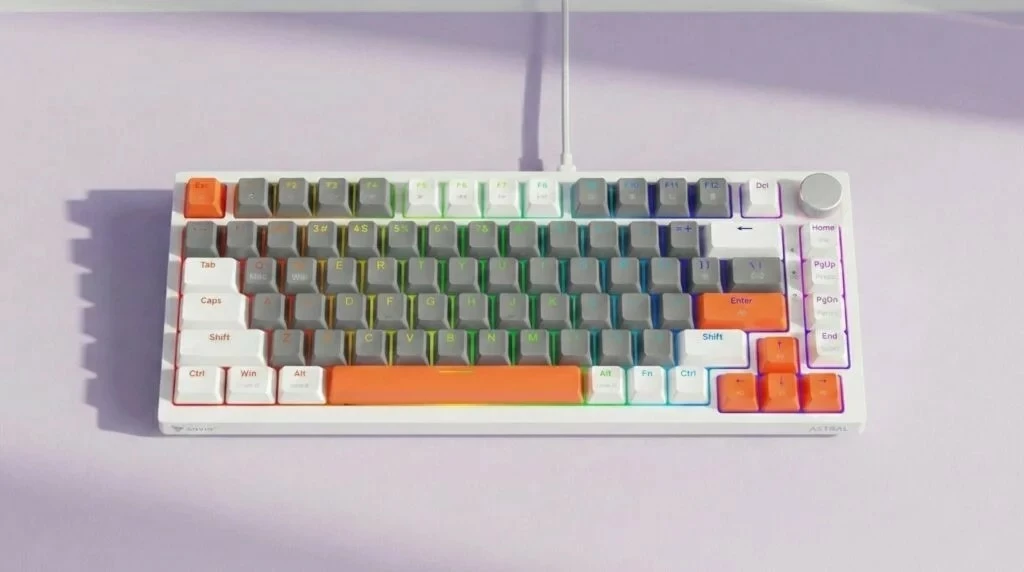 Tastierë Savio Astral, 75%, RGB, Outemu White Jade, USB-C, bardhë-gri