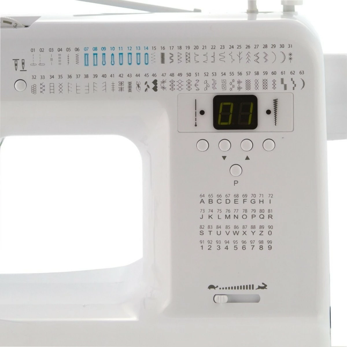 Makinë qepëse, Łucznik Malwina 2070, 63 qepje, 36 shkronja/numra, rregullim gjatësie/gjerësie, ekran elektronik, krah i lirë, e bardhë, me aksesorë