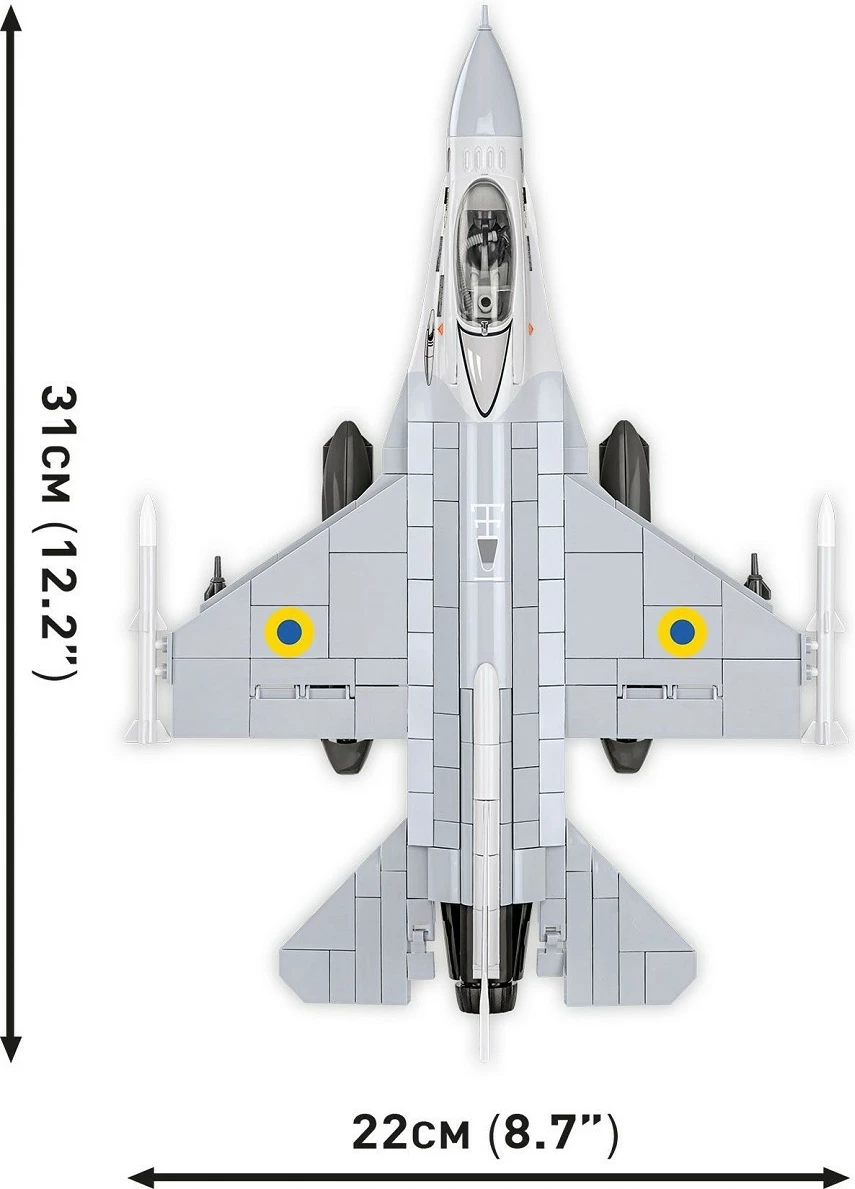 Set blloqe Cobi F-16C Fighting Falcon, 500 pjesë, me figurë piloti, gri