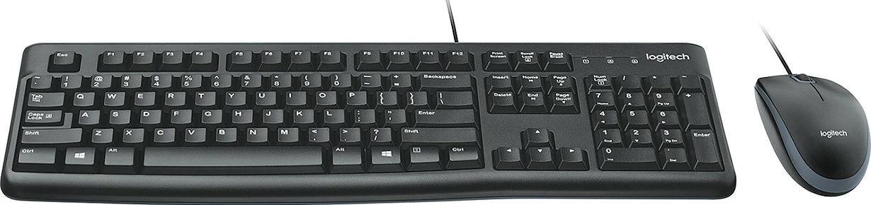 Set tastierë dhe maus Logitech Desktop MK120, me kabllo, USB, AZERTY, i zi