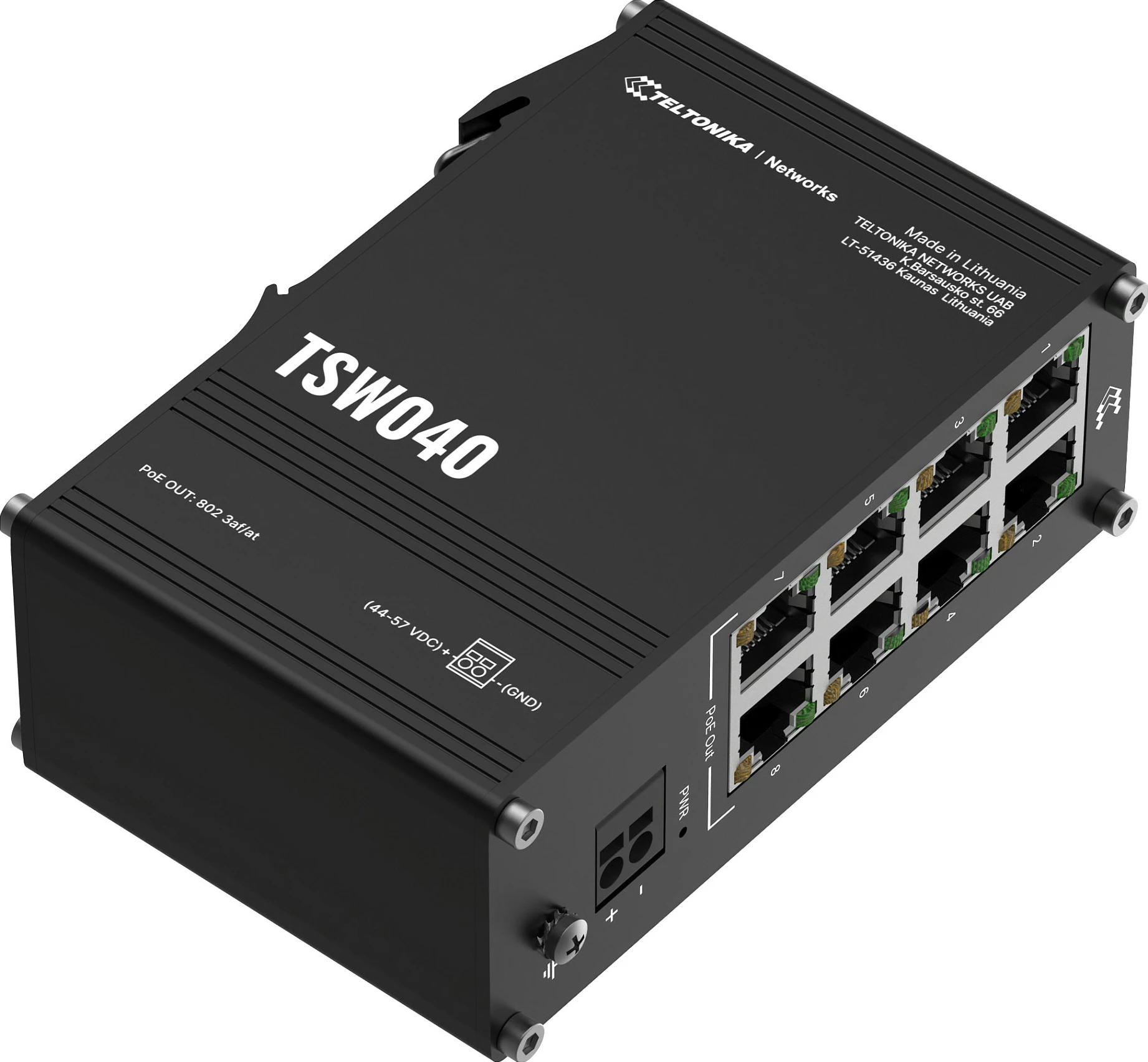 Switch Teltonika Networks TSW040, 8-Port PoE+ Fast Ethernet 10/100, 240W, i zi