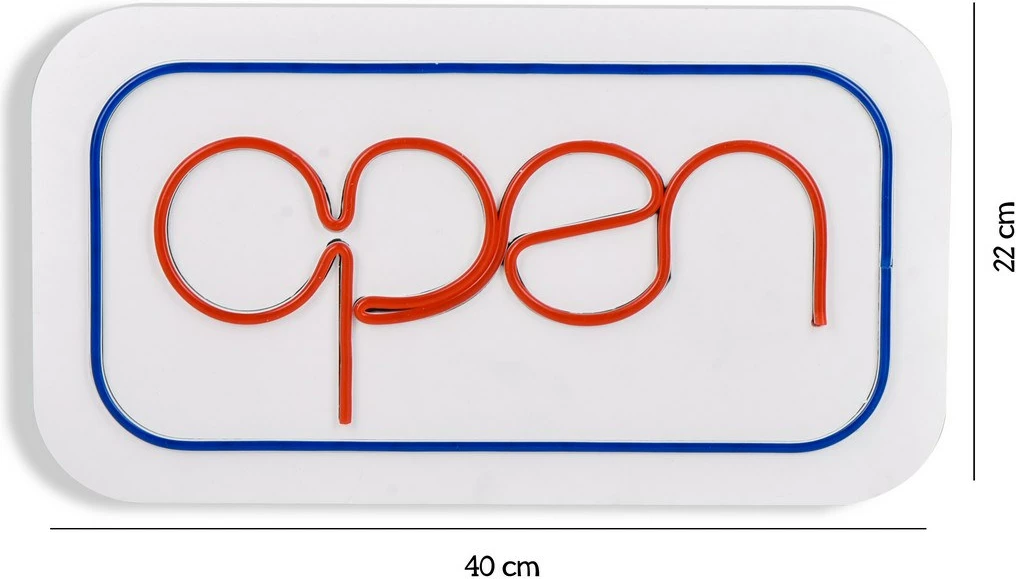 Dritë dekorative LED plastike, OPEN, ngjyrë kaltër-kuqe