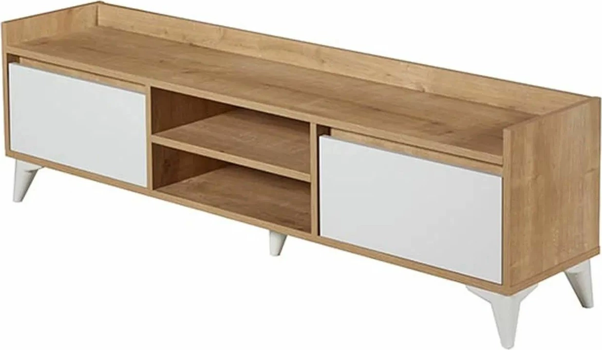 Komodë TV Skye Decor, ngjyrë lisi dhe e bardhë, Tuval 045