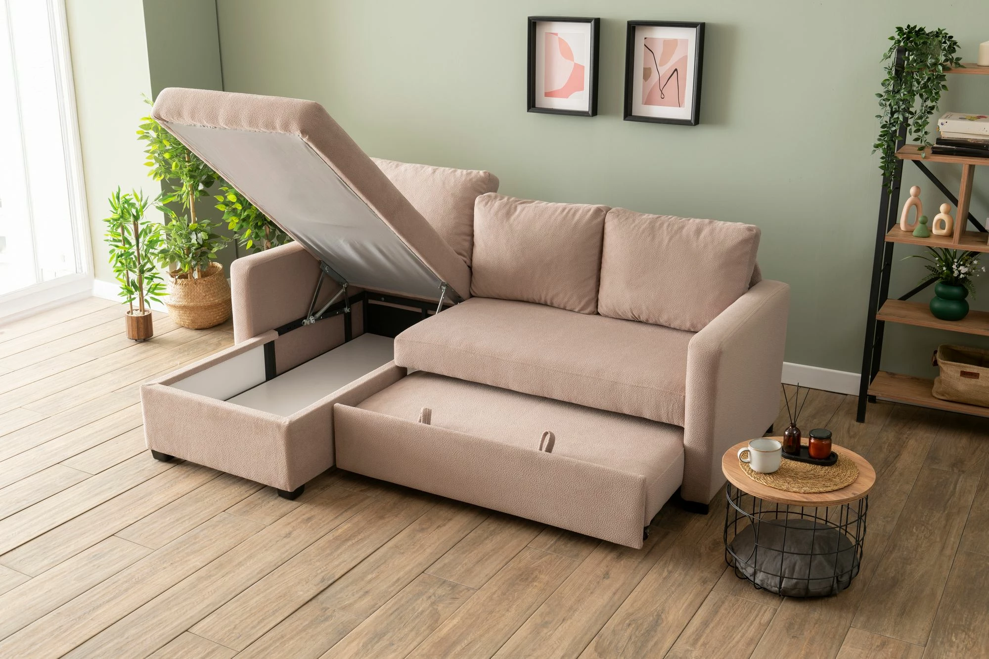 Kënd-sofë krevati Atelier del Sofa, ngjyrë mink