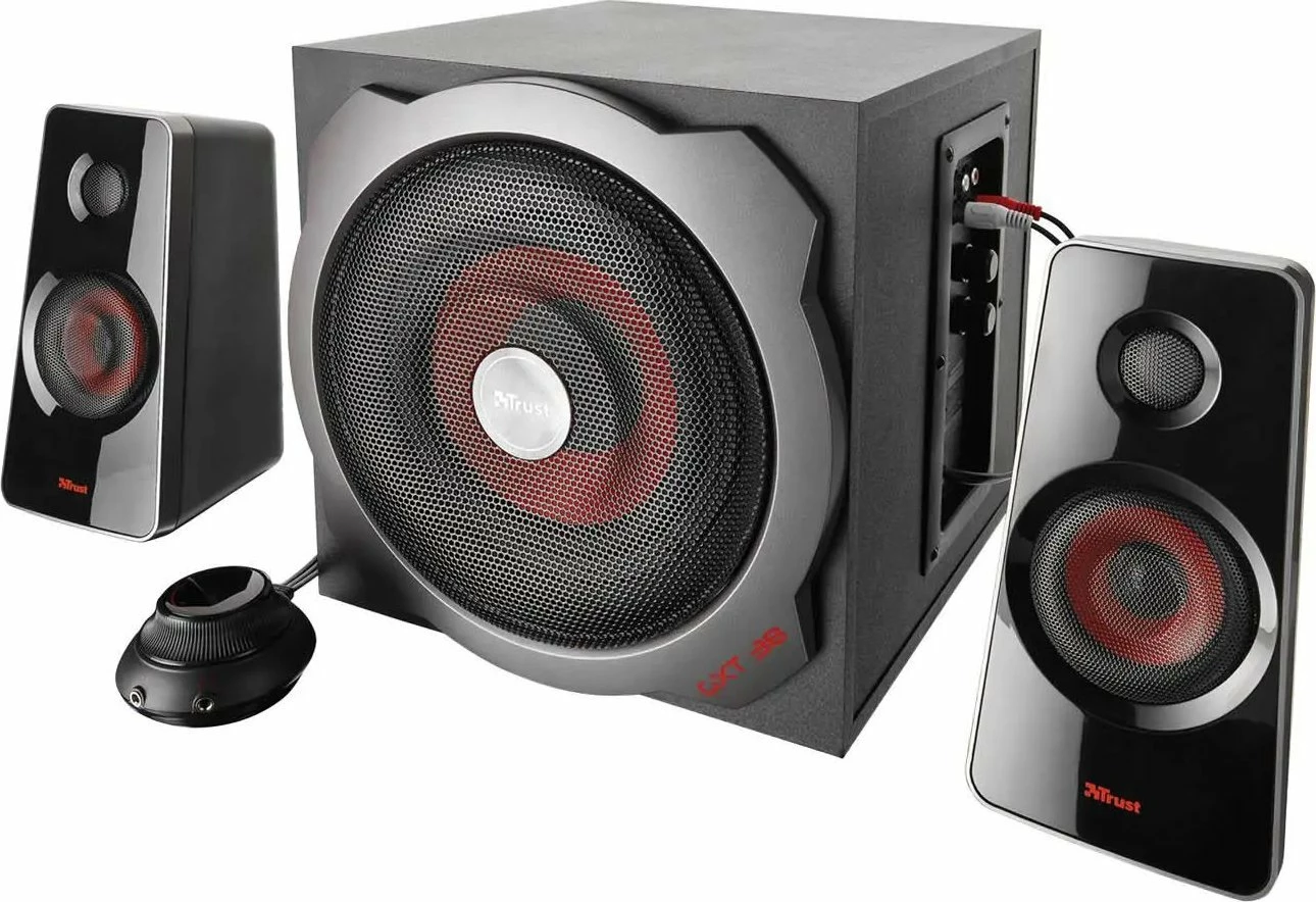 Altoparlantë për kompjuter Trust GXT 38 Tytan (19023) 2.1, 60W RMS (120W max), zezë/kuqe, set me subwoofer