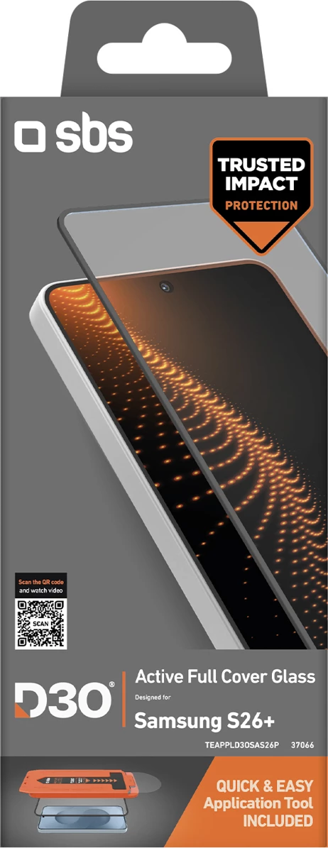 Xham i kalitur mbrojtës ekrani SBS D3O për Samsung Galaxy S26 Plus, me aplikator, transparent