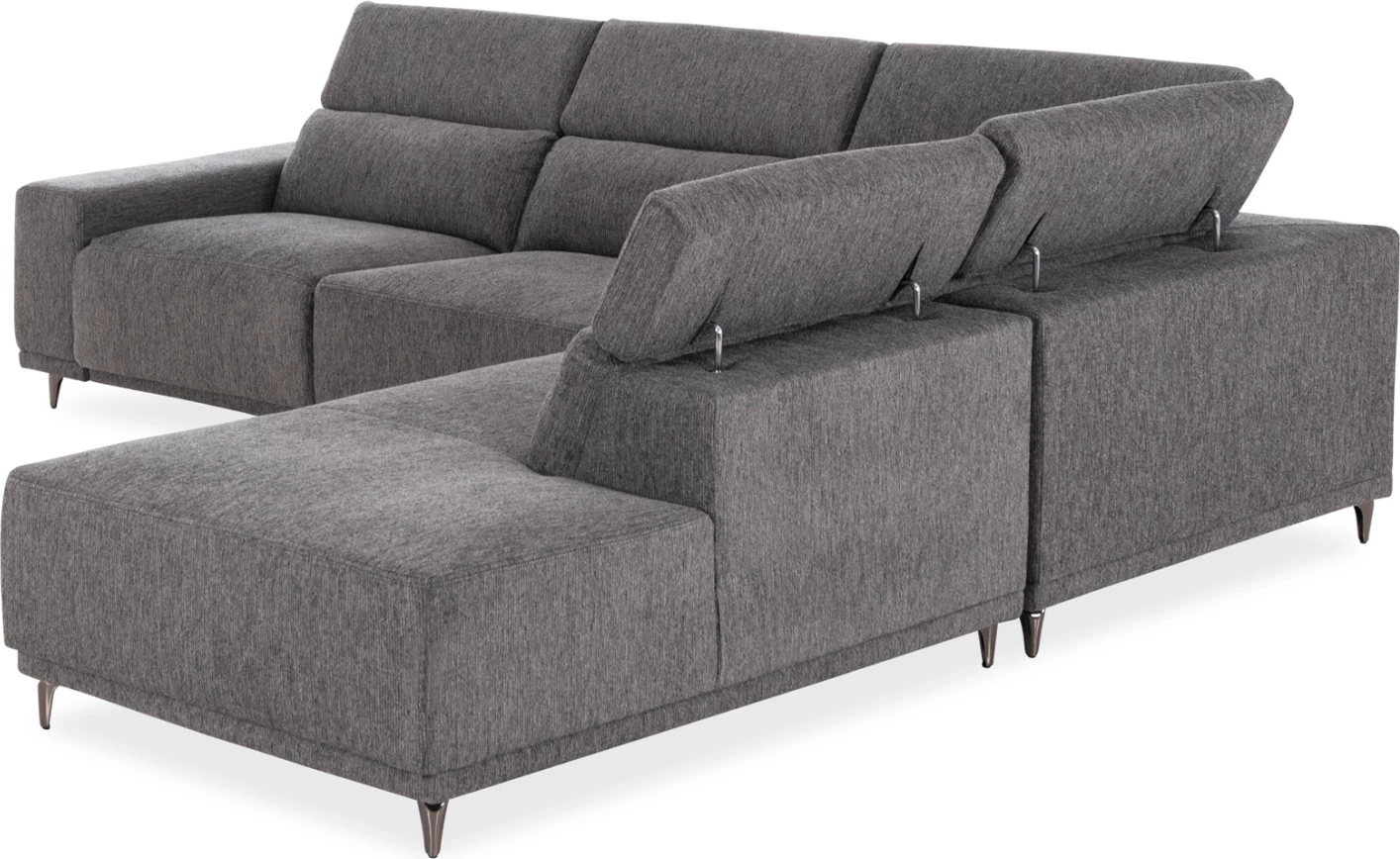 Këndore e djathtë 5-vendëshe me recliner Lunaris CD3316.01R, material gri, 307x267x94H
