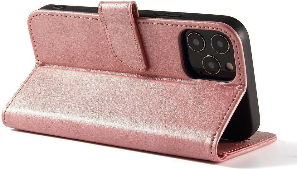 Mbështjellës Hurtel Magnet Case me kapak dhe mbajtëse, për Samsung Galaxy A03s, Rozë