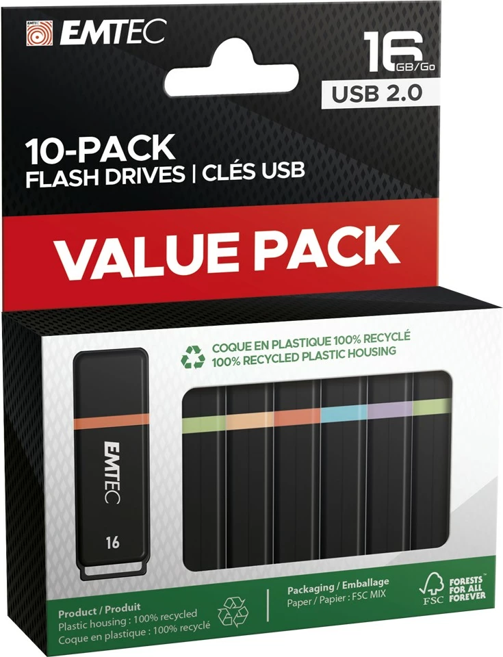 USB stick EMTEC K100 16GB 10-pack, USB 2.0, multikolor