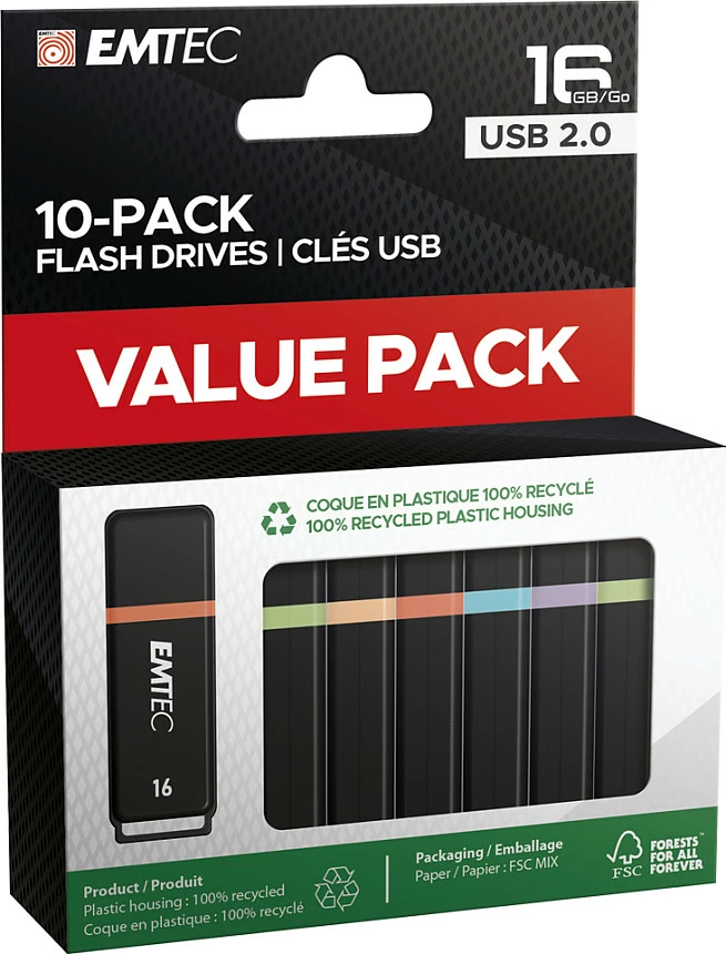 USB stick EMTEC K100 16GB 10-pack, USB 2.0, multikolor