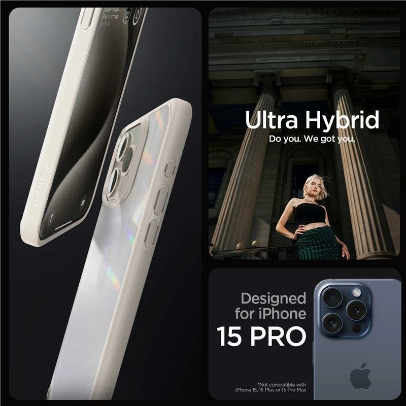 Mbështjellës Spigen Ultra Hybrid për iPhone 15 Pro, Titanic