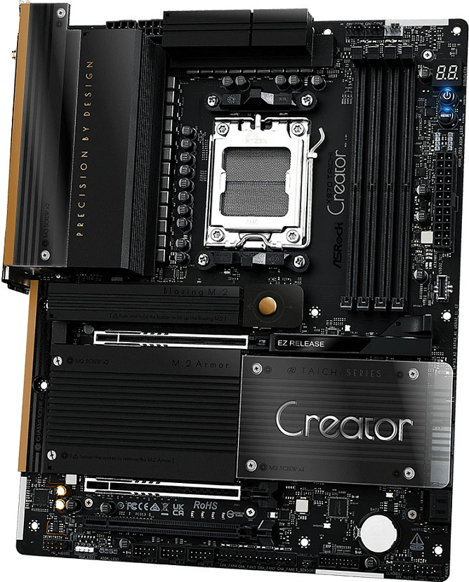 Pllakë amë ASRock X870 Taichi Creator, Socket AM5, ATX, DDR5, 10GbE, Wi‑Fi, e zezë