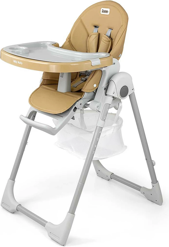 Karrige e lartë ushqimi, Milly Mally, Bueno 3764, rregullim 7 nivele, shpinore me shtrirje, tabaka e heqshme, deri 15 kg, bezhë