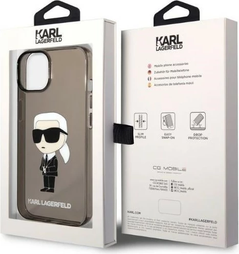 Mbështjellës Karl Lagerfeld Ikonik Karl për iPhone 14 Plus, i zi