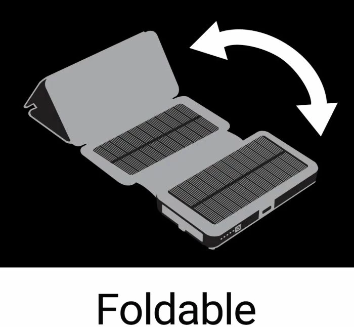 Powerbank solar SANDBERG 420-73 20000 mAh 6 panele USB-C PD 20W IPX4, e zezë, set me karabinë + kabllo USB-C