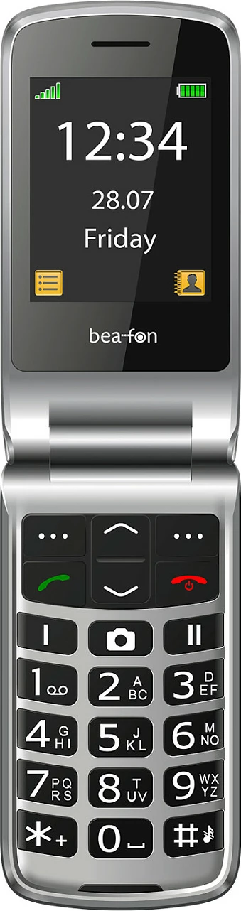 Celular Beafon SL645plus Flip, ekran 2.8 inç, Single SIM, 1550 mAh, zi/argjend