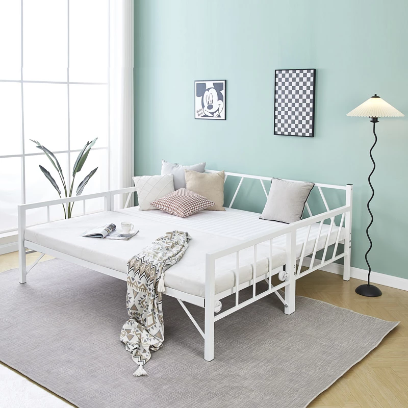 Krevat-sofa Remmie, metalik, ngjyrë e bardhë, 90x190cm