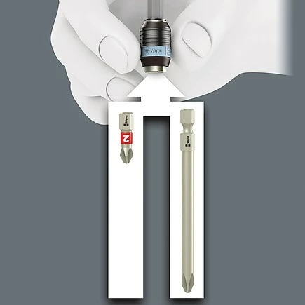 Set bitash Wera 05071110001, 9 copa, PH/PZ/TX, inox, me adapter dhe kuti