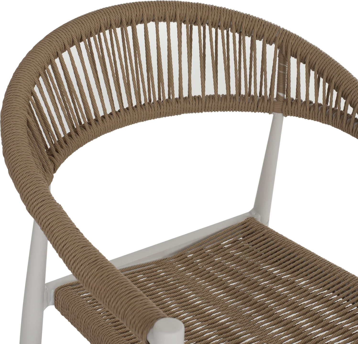 Karrige alumini, ngjyrë e bardhë me rattan bezhë, FH5854.01, 56x55.5x78H