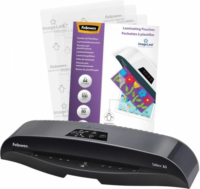 Laminator FELLOWES Calibre A3, A3, 80–125 µm, me 10 qese startuese, zi/argjend