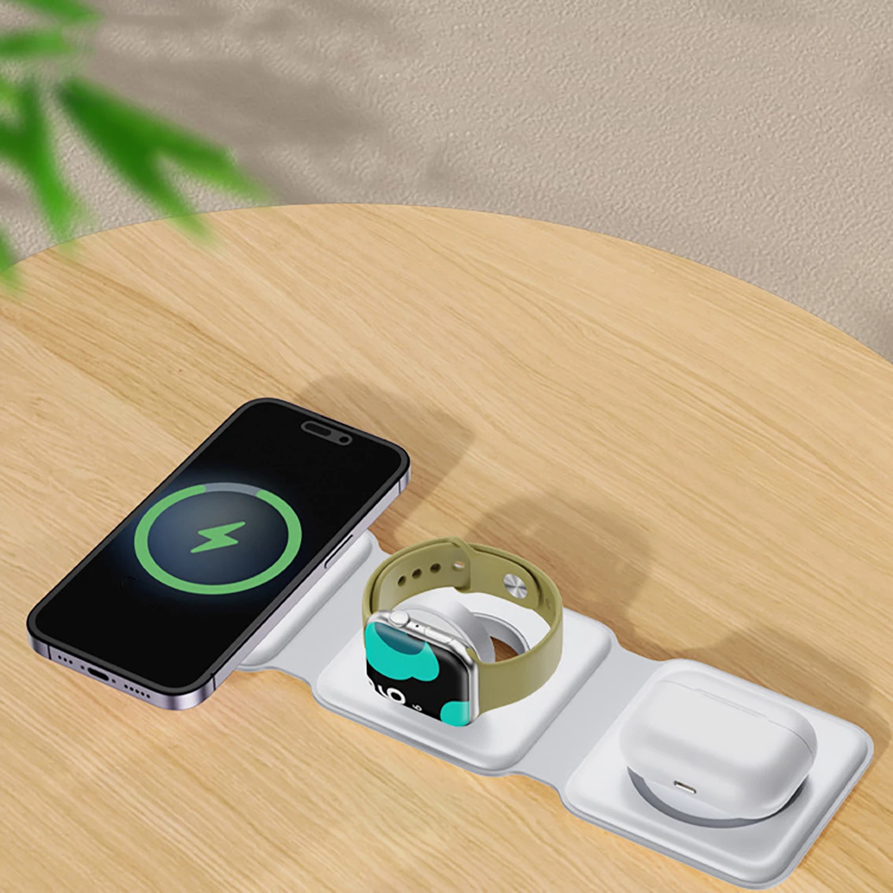 Karikues induktiv 3-në-1 Dudao A11N, 15W, me kabllo USB-C/USB-C, Bardhë