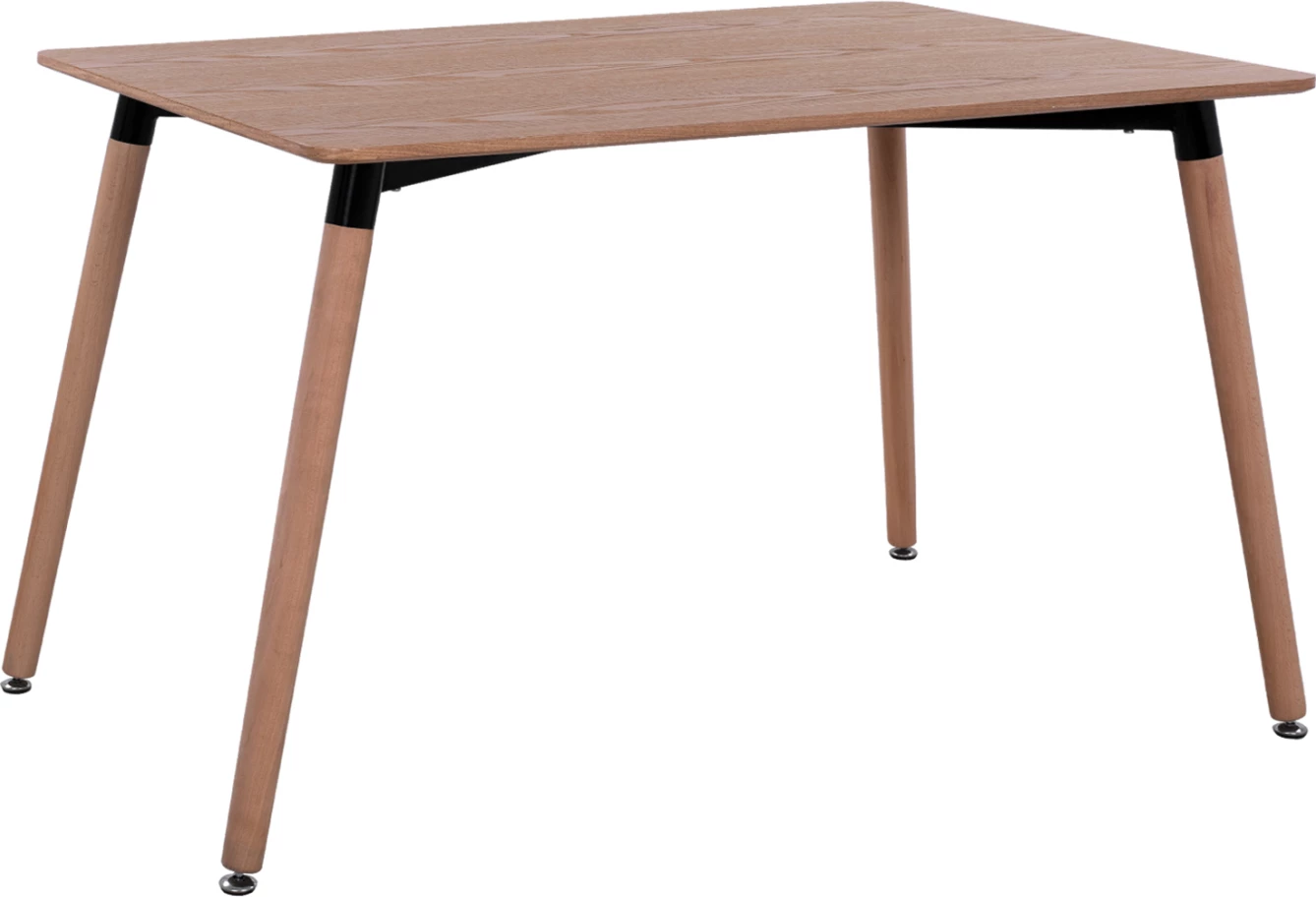 Tavolinë minimaliste për ngrënie, FH008.04, këmbë druri ahu, 120x80x73cm