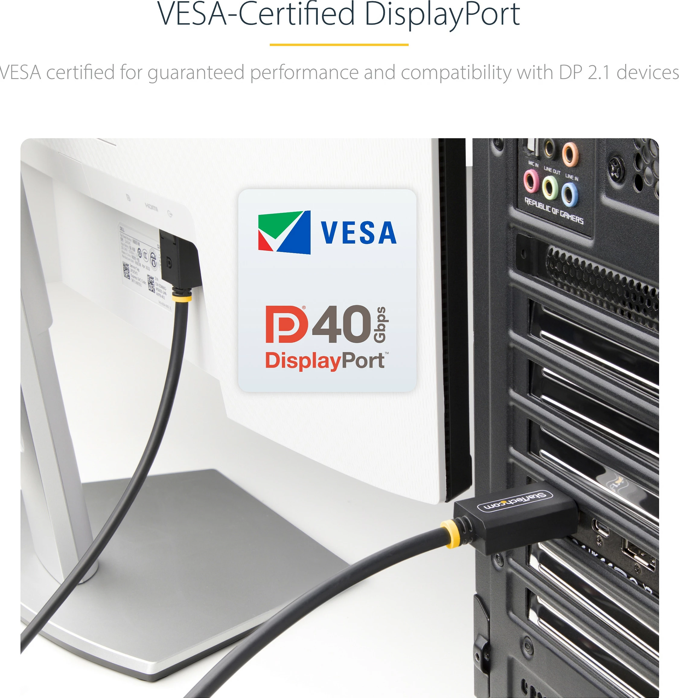 Kabllo DisplayPort StarTech DP 2.1, 2 m, 40Gbps, 8K 144Hz, e zezë