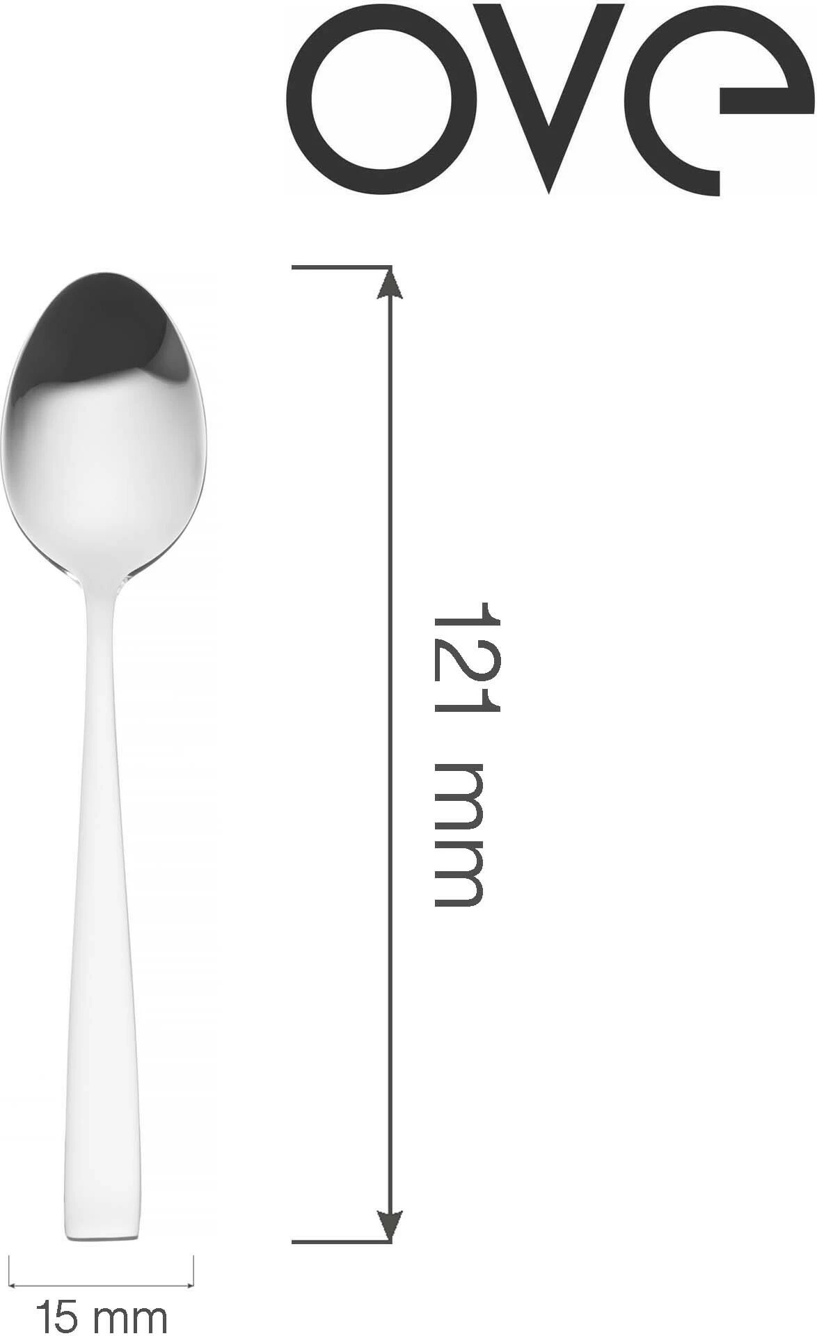Lugë kafeje OVE Garda 121 mm, çelik inox 18/10, argjend, set 12 copë