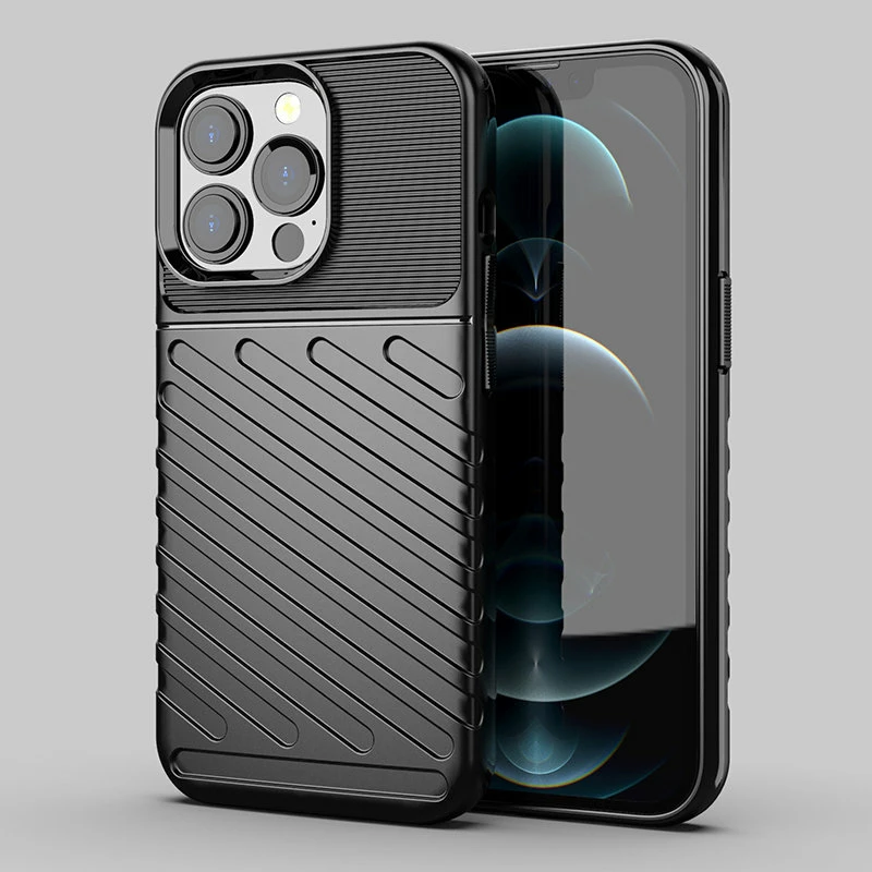 Mbështjellës Hurtel Thunder Case për iPhone 13 Pro, TPU, i zi