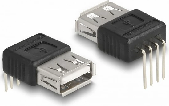 Adapter USB DeLOCK USB 2.0 Type-A femër në 4 pin 90°, e zezë/argjendtë